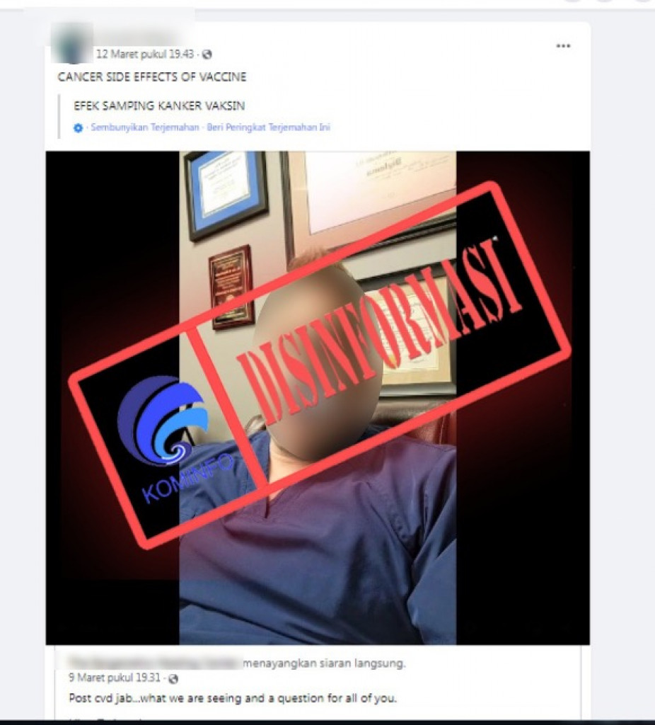 [DISINFORMASI] Vaksin Covid-19 Menyebabkan Kanker Kambuh