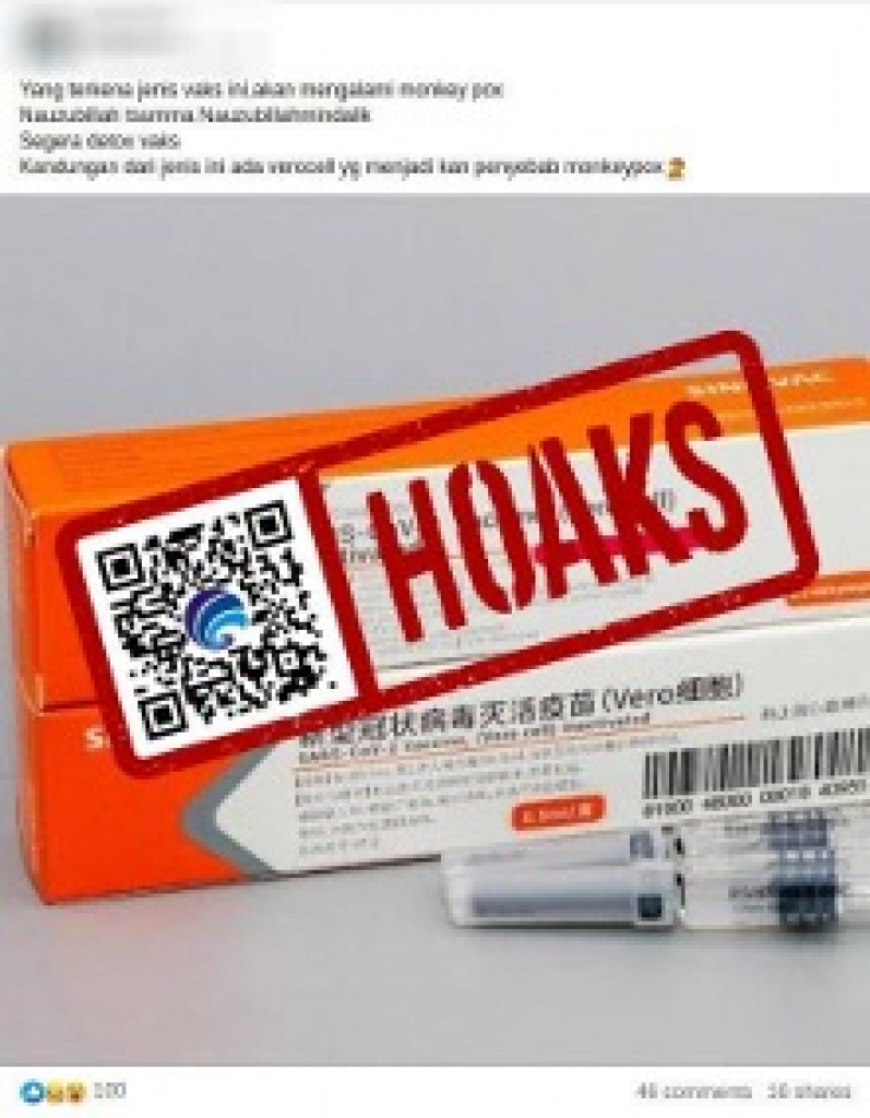 [HOAKS] Vaksin Covid-19 Sinovac Sebabkan Mpox