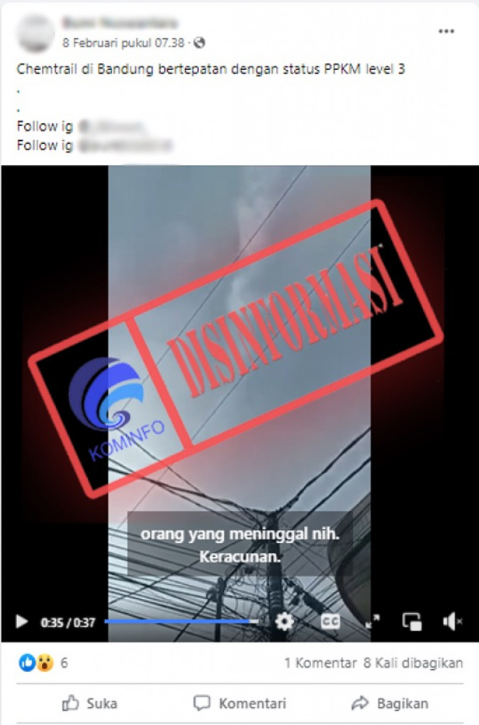 [DISINFORMASI] Video Asap Putih di Langit Bandung untuk Meracuni Warga