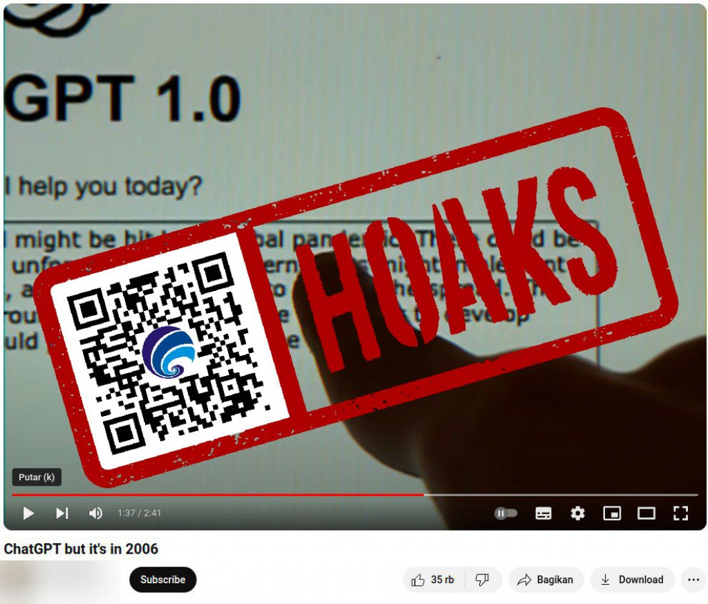 [HOAKS] Video Chat GPT Versi 1.0 Mampu Prediksi Pandemi Covid-19 Sejak Tahun 2006
