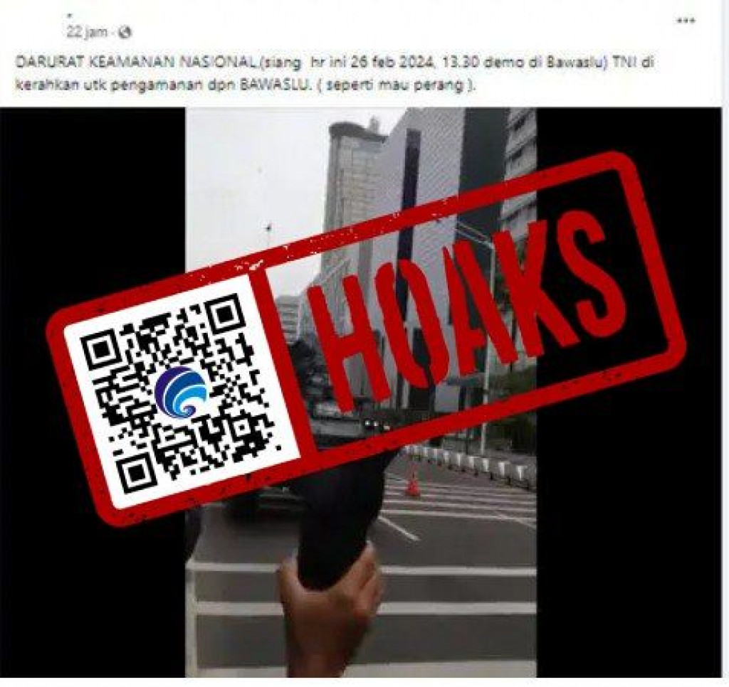 [HOAKS] Video Darurat Keamanan Nasional, Tentara Nasional Indonesia Dikerahkan untuk Amankan Badan Pengawasan Pemilu