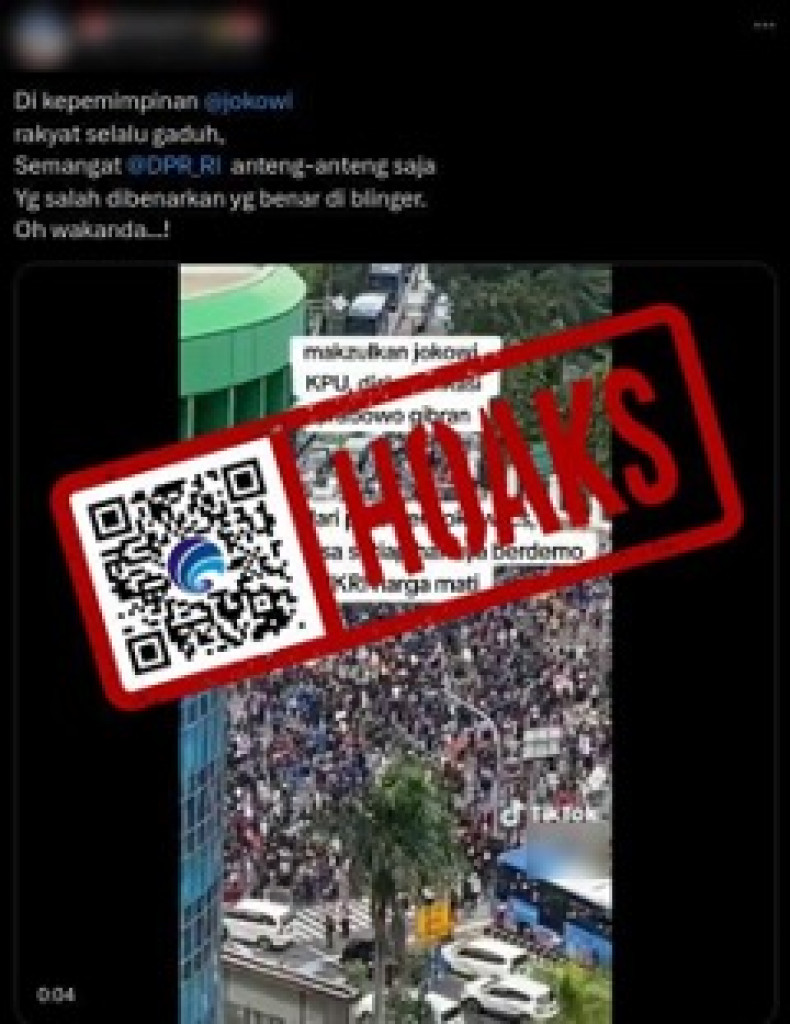 [HOAKS] Video Demo Pemakzulan Jokowi Diskualifikasi Prabowo – Gibran