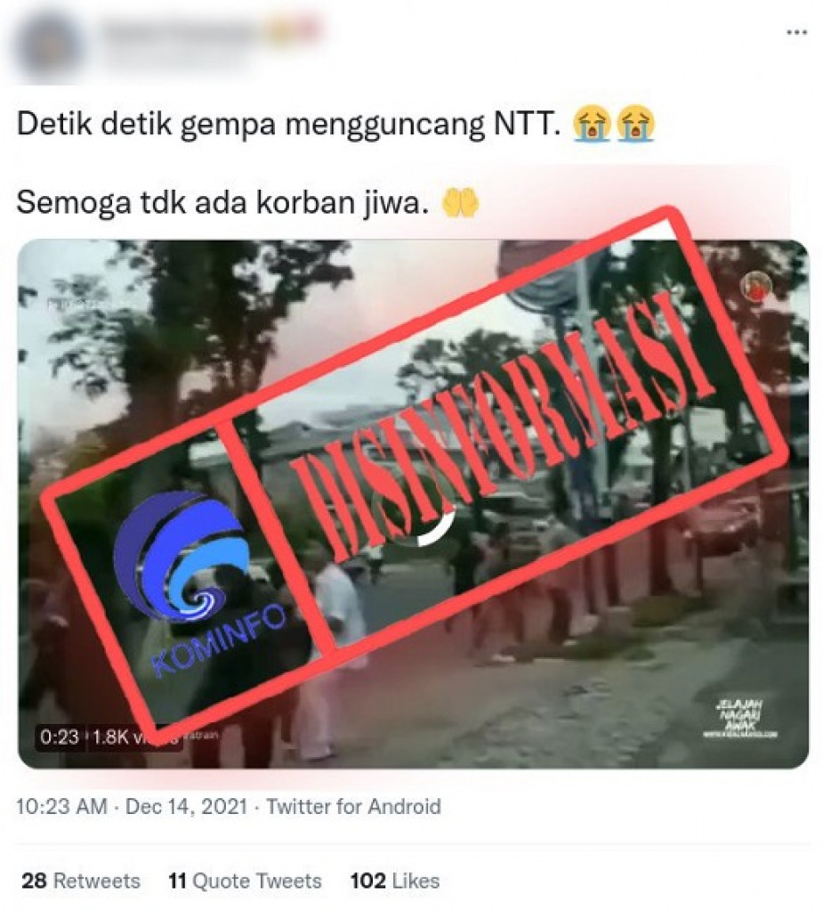 [DISINFORMASI] Video Detik-detik Gempa Mengguncang NTT