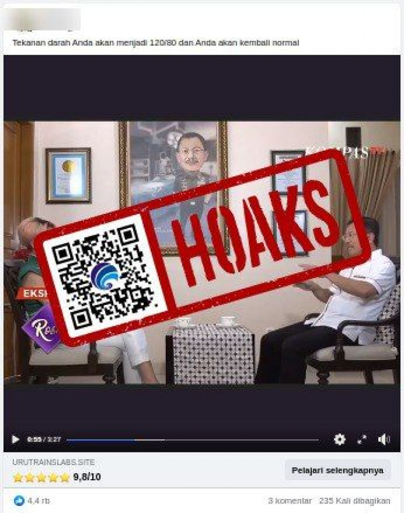 [HOAKS] Video Dokter Terawan Mempromosikan Obat Tekanan Darah Tinggi