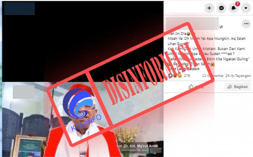 [DISINFORMASI] Video Wakil Presiden Ma'ruf Amin Berbaju Sinterklas Ucapkan Selamat Natal