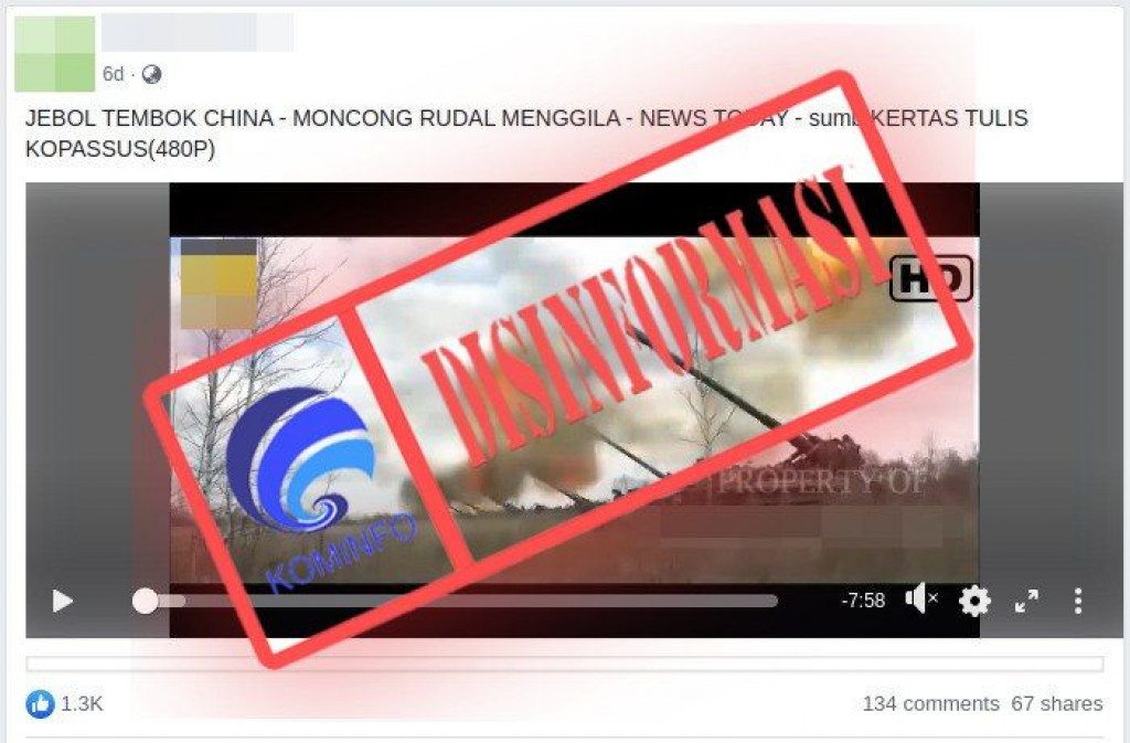 [DISINFORMASI] Video Moncong Rudal TNI Menjebol Tembok Cina