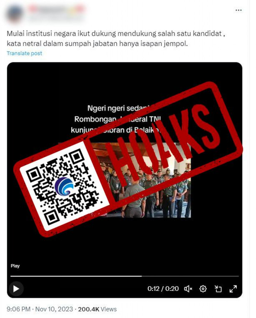 [HOAKS] Video "Mulai Institusi Negara Ikut Dukung Mendukung Salah Satu Kandidat, Kata Netral dalam Sumpah Jabatan Hanya Isapan Jempol"