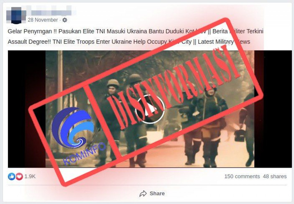 [DISINFORMASI] Video Pasukan Elite TNI Masuki Ukraina Bantu Duduki Kota Kiev