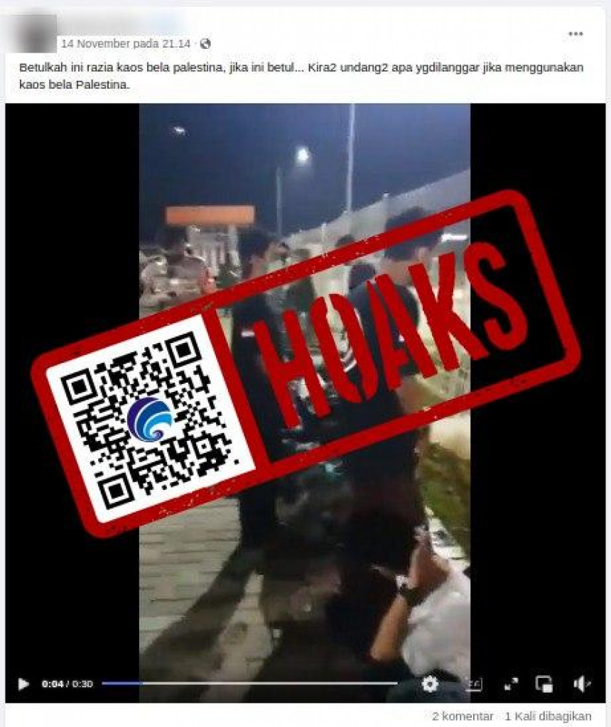 [HOAKS] Video Polisi Sweeping Masyarakat yang Menggunakan Kaos Bela Palestina