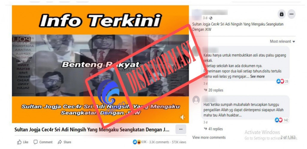 [DISINFORMASI] Video Sultan Yogyakarta Mencecar Sri Adi Ningsih yang Mengaku Seangkatan dengan Presiden Jokowi