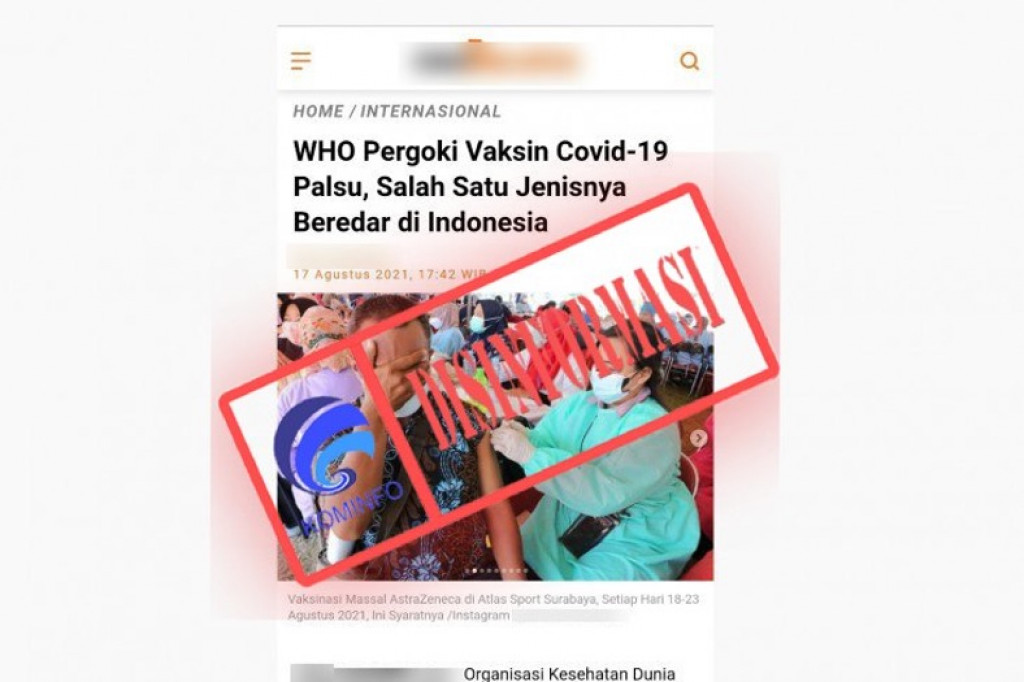 [DISINFORMASI] WHO Temukan Vaksin Covid-19 Palsu dan Beredar di Indonesia