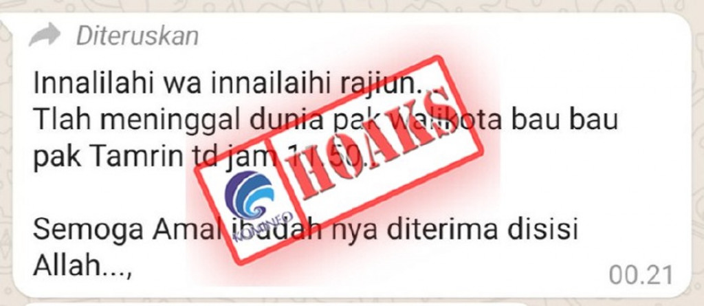 [HOAKS] Wali Kota Baubau Meninggal Dunia
