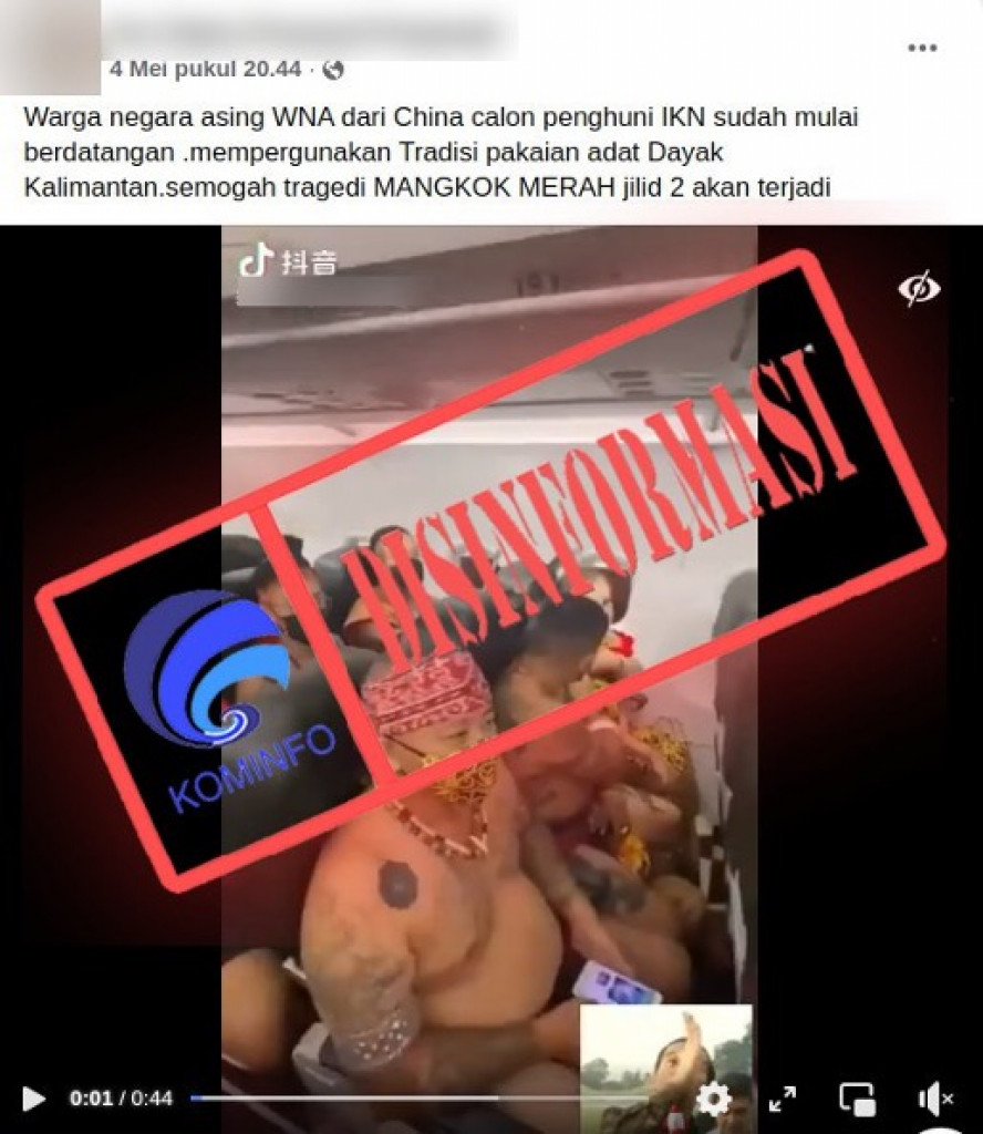[DISINFORMASI] Warga Negara Cina Mulai Berdatangan ke Ibu Kota Negara Menggunakan Pakaian Adat Dayak Kalimantan