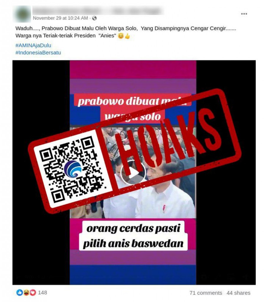 [HOAKS] Warga Solo Teriaki Prabowo "Anies Presiden"