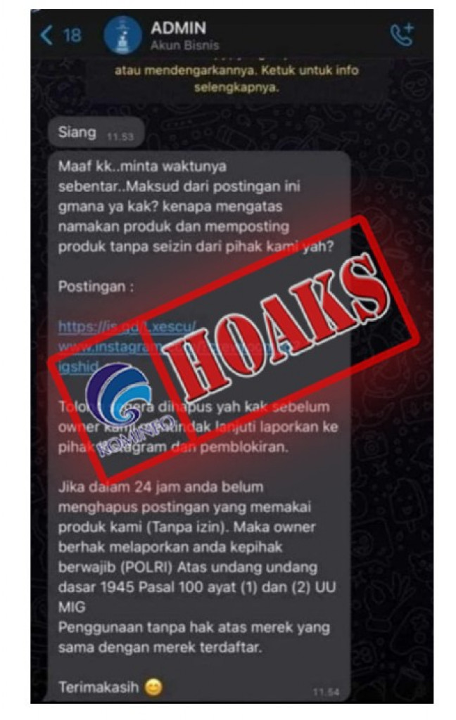 [HOAKS] Pesan WhatsApp Ancam Polisikan Unggahan Konten Media Sosial