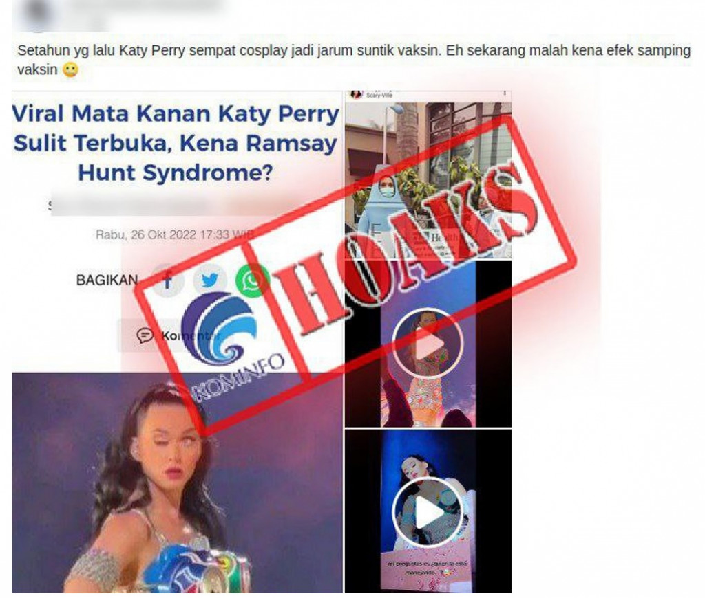 [HOAKS] Mata Katy Perry Bermasalah Akibat Efek Samping Vaksin