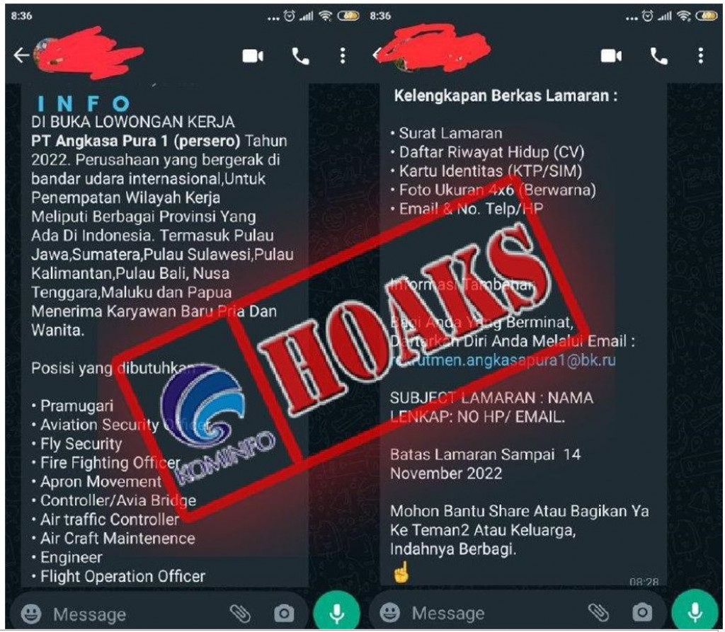 [HOAKS] Lowongan Kerja Mengatasnamakan PT Angkasa Pura I