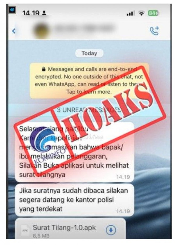 [HOAKS] Surat Tilang Kepolisian Dapat Dikirim Melalui WhatsApp