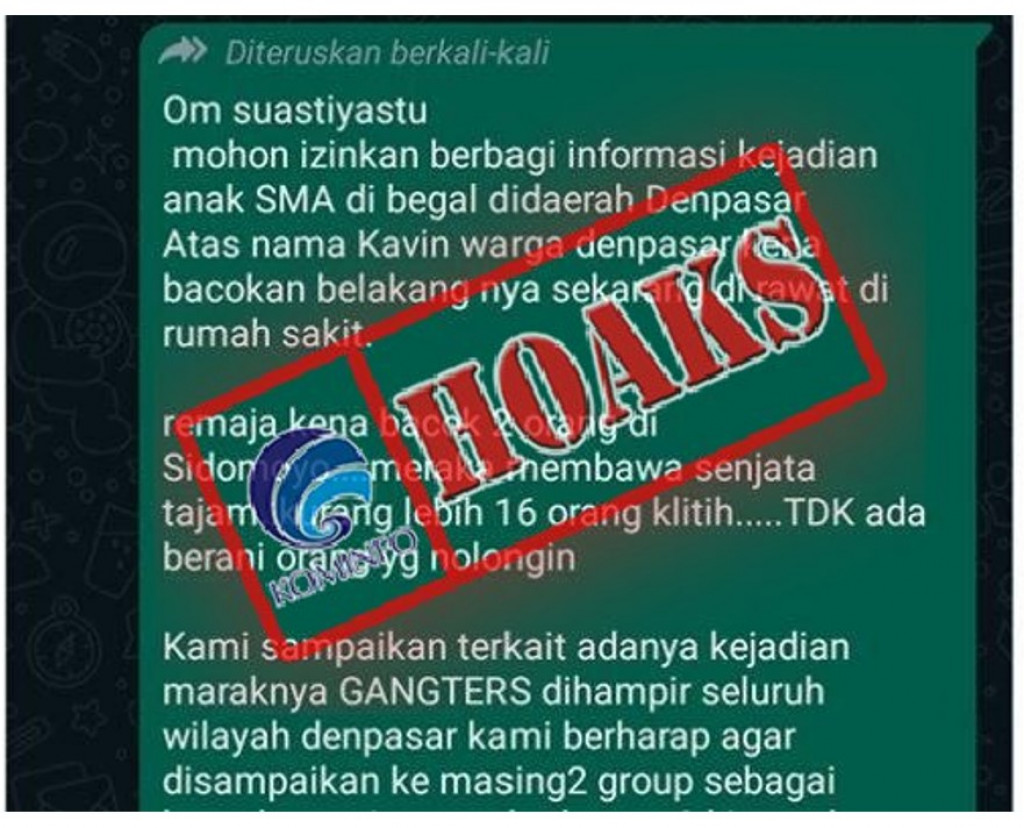 [HOAKS] Informasi Pembacokan Dua Remaja SMA di Denpasar