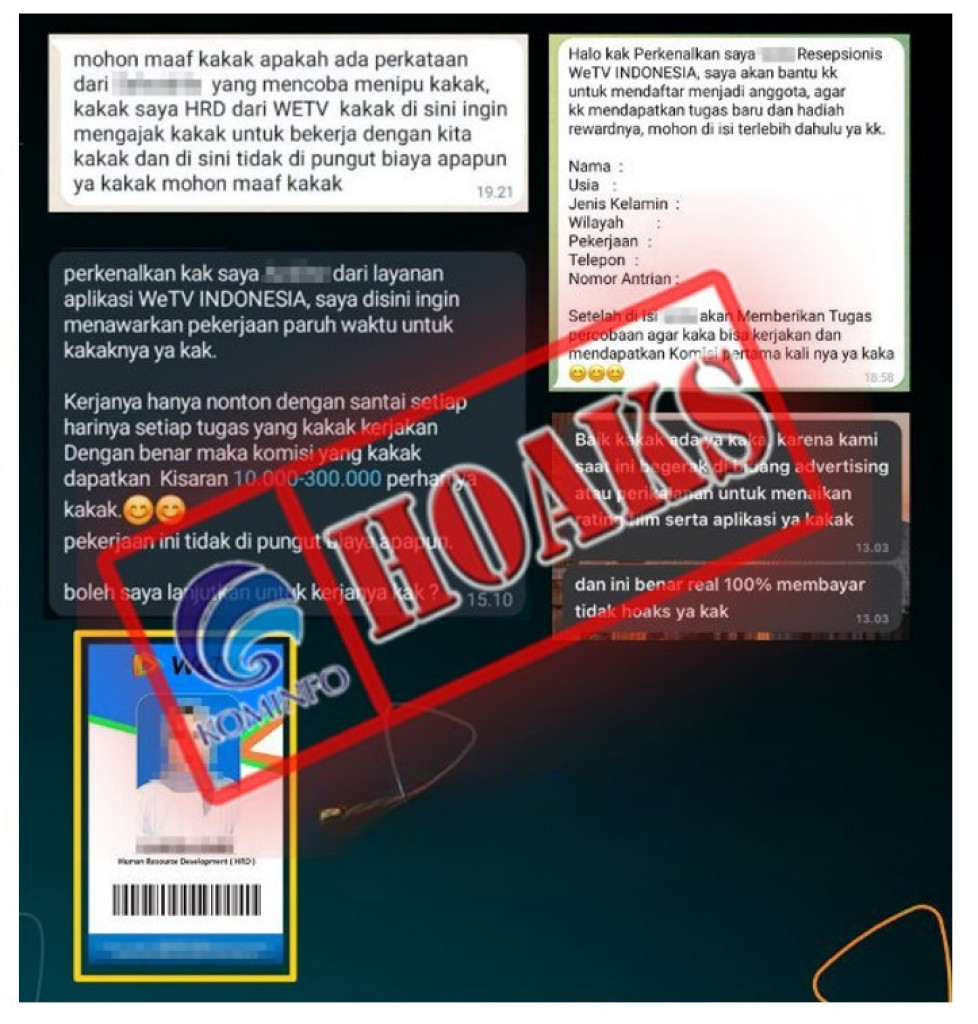 [HOAKS] Pesan WhatsApp Mengatasnamakan WeTV Indonesia