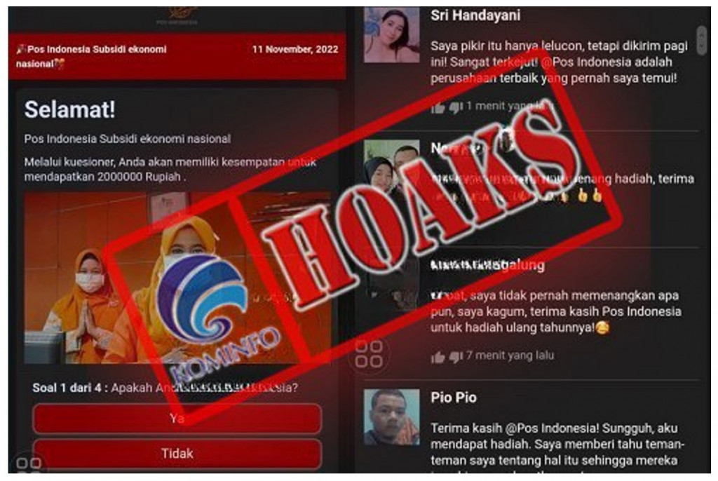 [HOAKS] PT Pos Indonesia Bagikan Subsidi Ekonomi Nasional Rp2 Juta