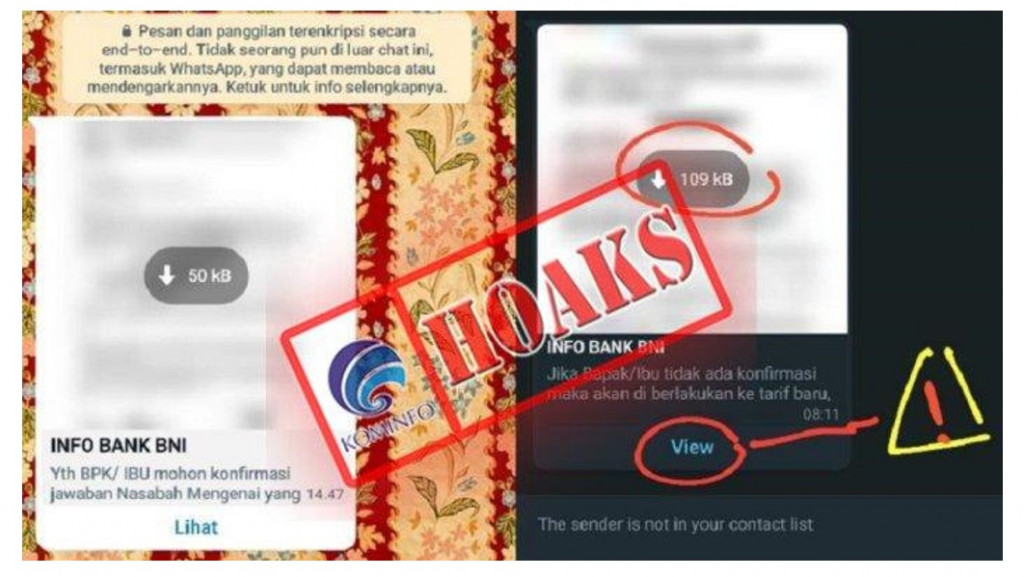 [HOAKS] Undangan Digital Mengatasnamakan BNI Menggunakan Tombol View WhatsApp