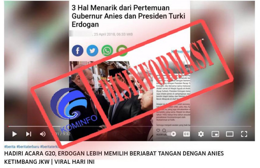 [DISINFORMASI] Video Erdogan Menolak Menjabat Tangan Presiden Jokowi dan Lebih Memilih Menyalami Anies di G20