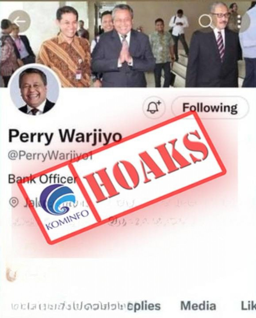 [HOAKS] Akun Twitter Mengatasnamakan Gubernur Bank Indonesia