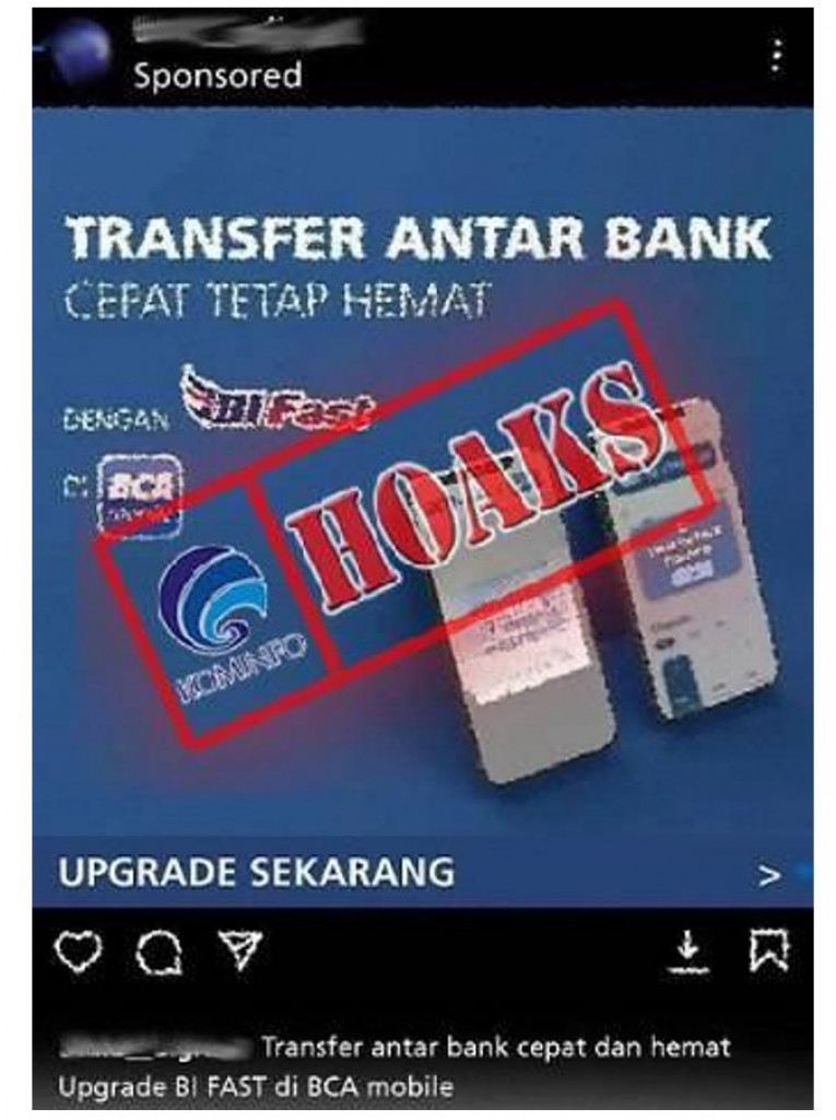 [HOAKS] Iklan Penawaran Upgrade BI FAST Mengatasnamakan BCA