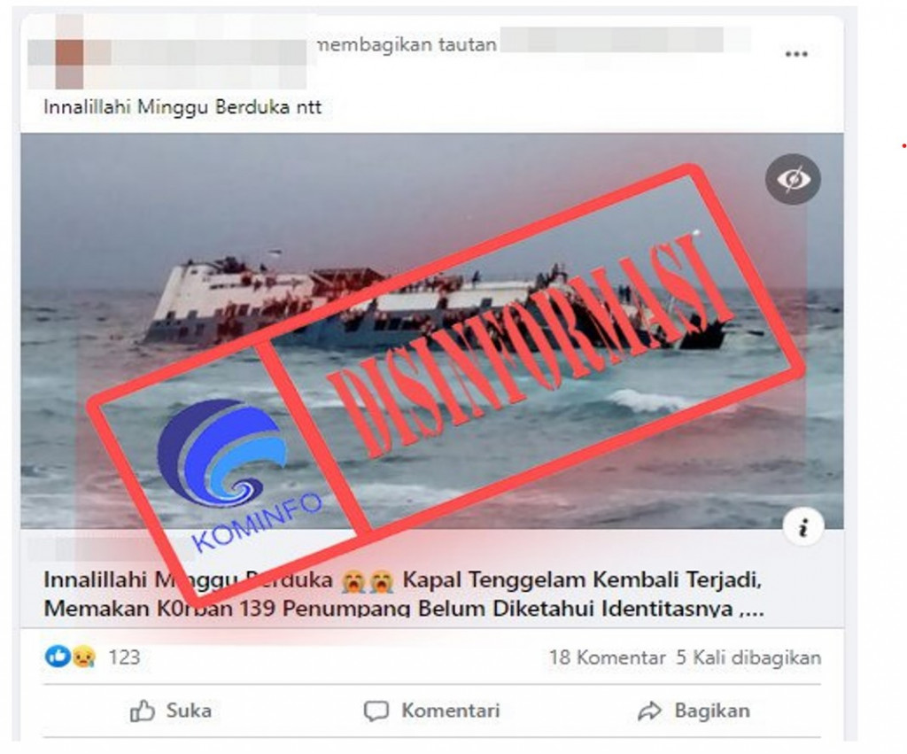 [DISINFORMASI] Kapal Tenggelam Tewaskan 139 Orang pada Minggu, 19 Juni 2022