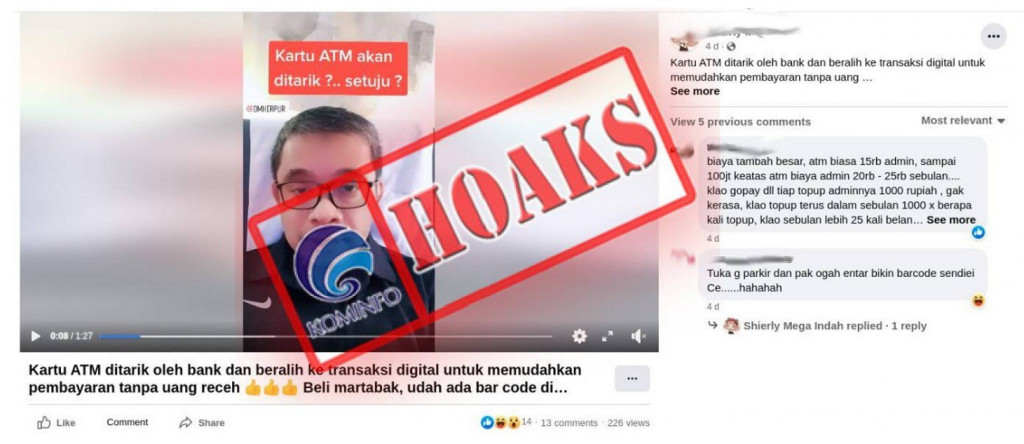 [HOAKS] Kartu ATM akan Ditarik oleh Bank dan Beralih ke Transaksi Digital