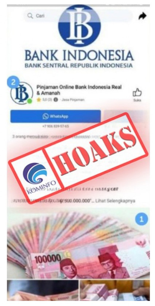 [HOAKS] Akun Pinjaman Online Mengatasnamakan Bank Indonesia
