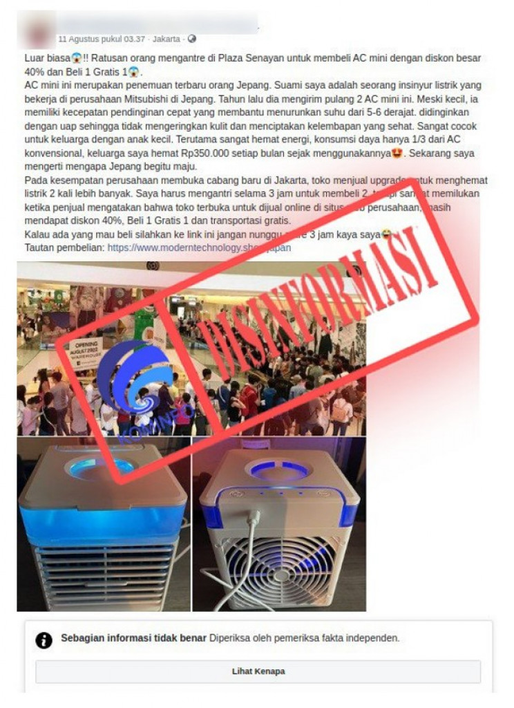 [DISINFORMASI] Ratusan Orang Mengantre di Plaza Senayan untuk Membeli AC Mini