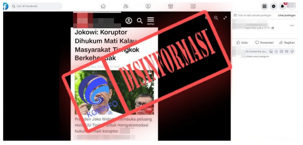 [DISINFORMASI] Tangkapan Layar Artikel "Jokowi: Koruptor Dihukum Mati Kalau Masyarakat Tiongkok Berkehendak"