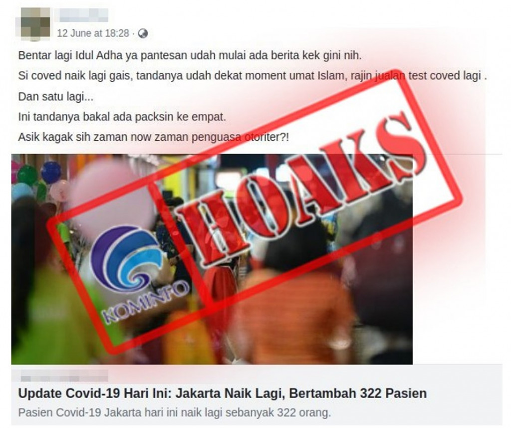 [HOAKS] Angka Kasus Positif Covid-19 Sengaja Dinaikkan Menjelang Iduladha