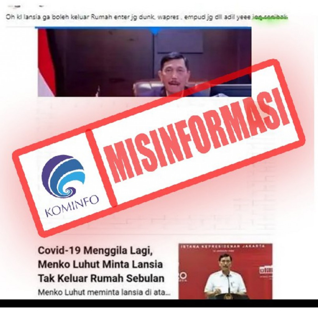 [MISINFORMASI] Menko Marves Luhut Binsar Pandjaitan Larang Lansia Keluar Rumah Selama 4 Pekan pada Juni 2022 Akibat Covid-19 Menggila