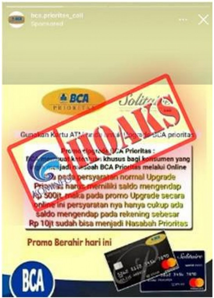 [HOAKS] Iklan Penawaran Upgrade Nasabah Prioritas Mengatasnamakan BCA