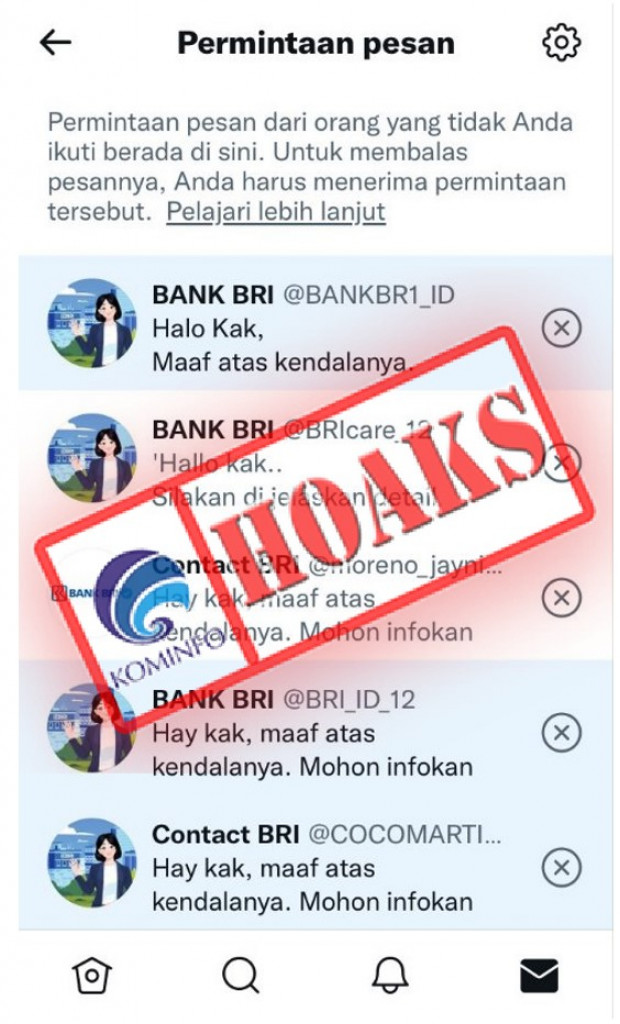 [HOAKS] Akun Twitter Mengatasnamakan BRI