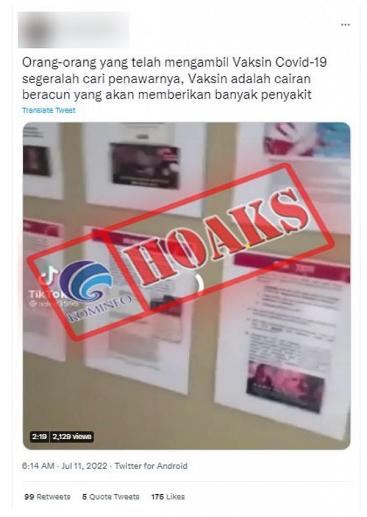 [HOAKS] Vaksin Covid-19 Berisi Cairan Beracun Memberikan Banyak Penyakit