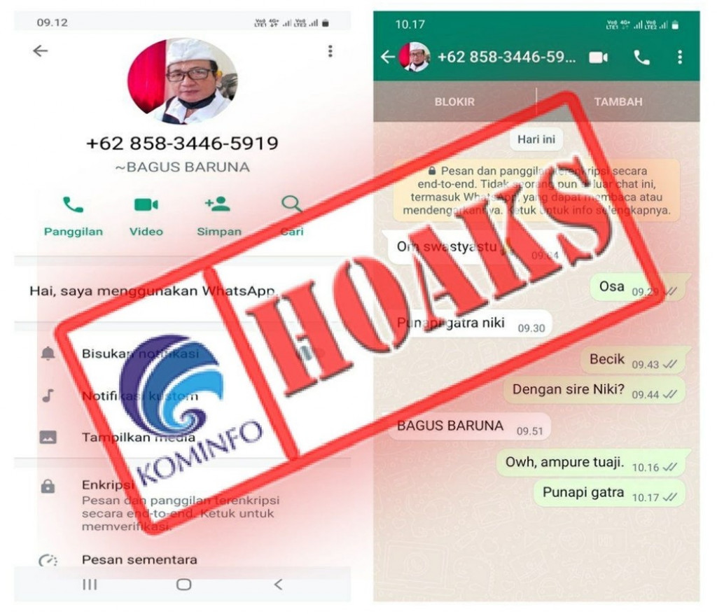 [HOAKS] Akun WhatsApp Mengatasnamakan Kepala Bidang Pengolahan, Layanan, dan Pelestarian Bahan Perpustakaan, Dinas Arsip dan Perpustakaan Daerah Kabupaten Buleleng