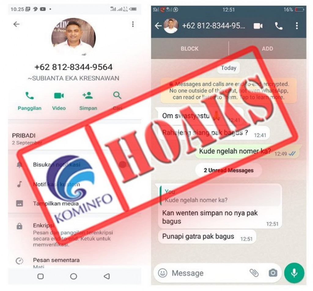 [HOAKS] Akun WhatsApp Mengatasnamakan Ketua Umum HIPMI Kabupaten Buleleng