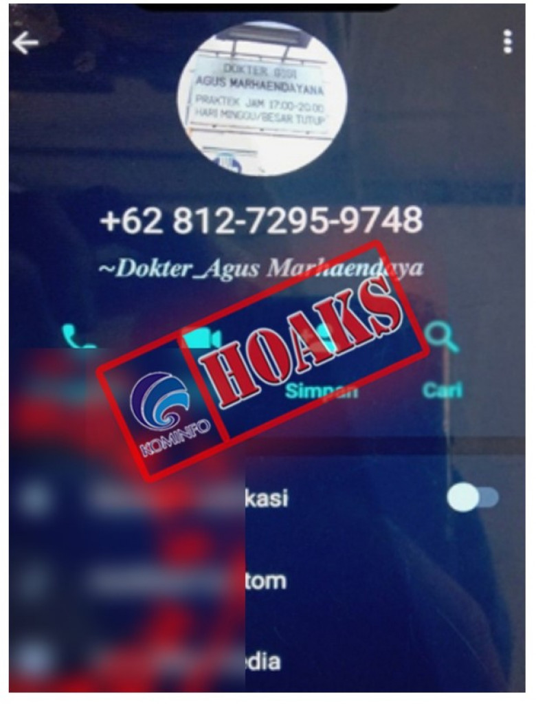 [HOAKS] Akun WhatsApp Mengatasnamakan Asisten III Pemerintah Kota Pekalongan