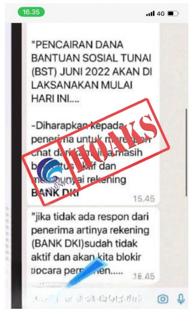 [HOAKS] Pencairan Bantuan Sosial Mengatasnamakan Bank DKI