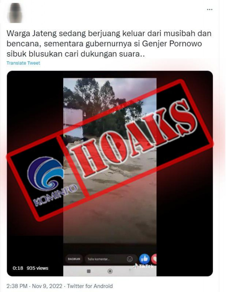 [HOAKS] Warga Jawa Tengah Terkena Musibah saat Gubernur Blusukan