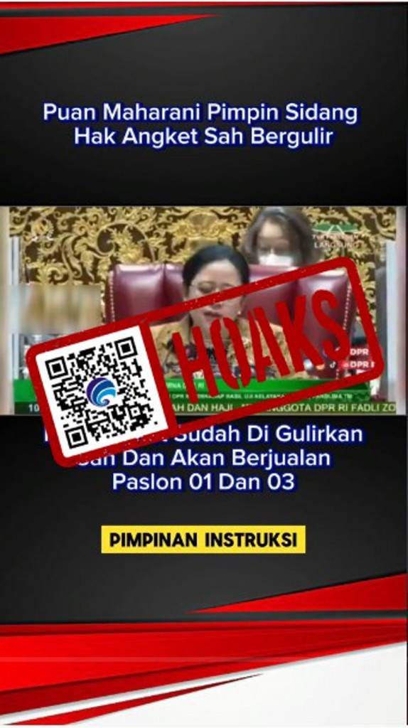 [HOAKS] Ketua DPR RI Puan Maharani Mengesahkan Hak Angket
