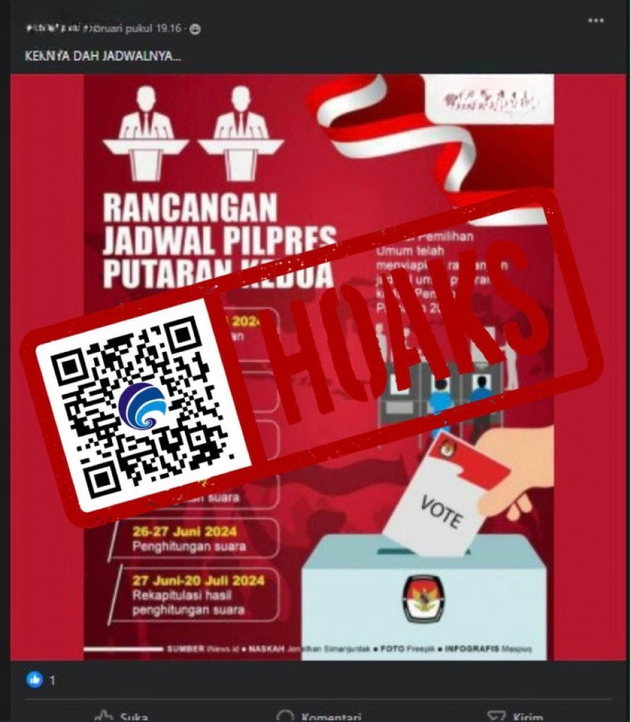 [HOAKS] Komisi Pemilihan Umum Telah Menerbitkan Jadwal Pemilihan Presiden Putaran Kedua
