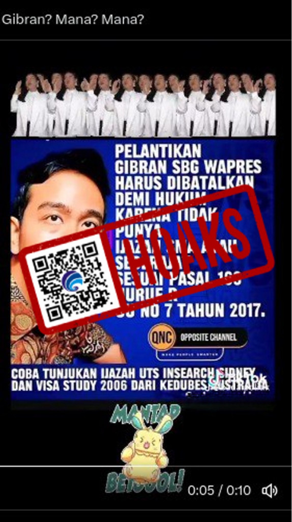 [HOAKS] Pelantikan Gibran Sebagai Wapres Dibatalkan karena Tidak Punya Ijazah SMA