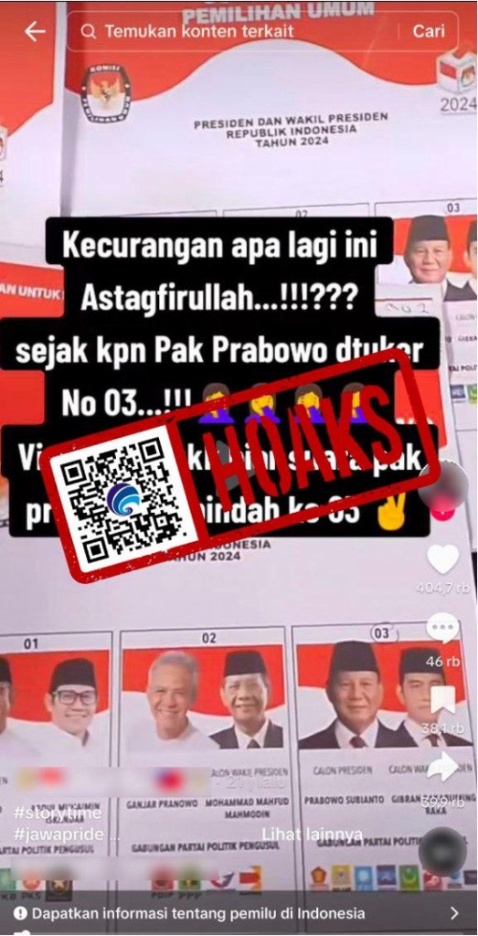 [HOAKS] Video "Prabowo Subianto-Gibran Rakabuming Raka Nomor Urut 03"
