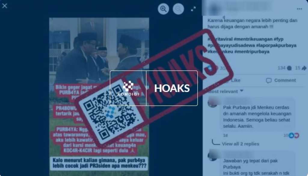 [HOAKS] Presiden Prabowo Rela Mundur dan Tawarkan Purbaya Jadi Presiden