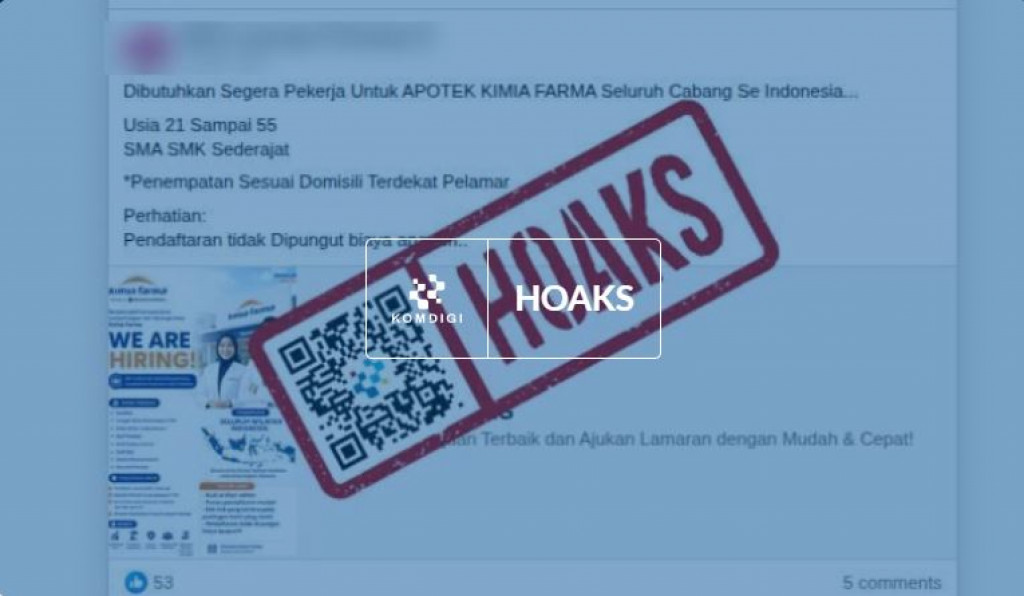 [HOAKS] Tautan Pendaftaran Lowongan Kerja Kimia Farma